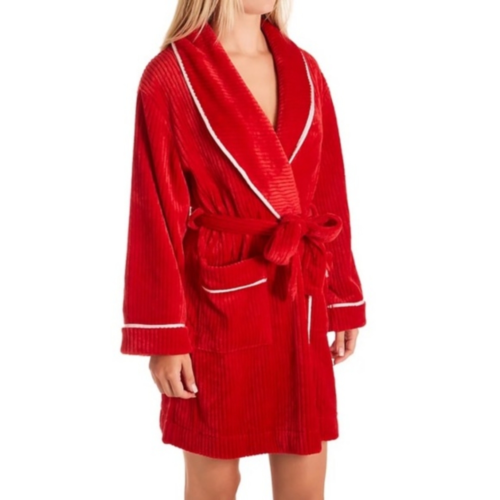NWT Kate Spade New York Chenille Robe Fuzzy Red Size XS Small